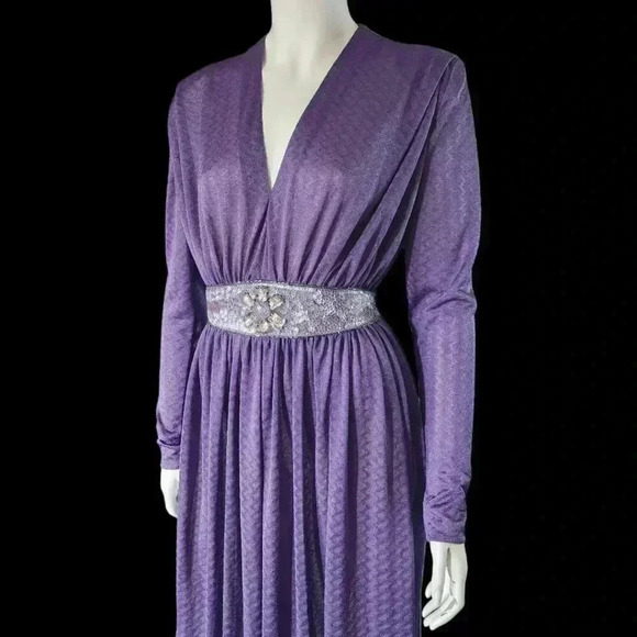 Vintage 70s Sequin Shubette of London Party Dress S/XS - Picture 6 of 10